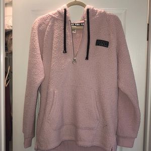 VS PINK light blush pink fuzzy hoodie